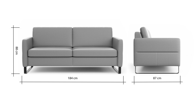 Sofa Arima N - 2,5-Sitzer inkl. Armlehne klappbar, Leder, Champagner