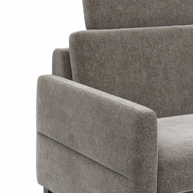 Ecksofa Arima N - 2,5-Sitzer mit Longchair rechts inkl. Relaxfunktion und Kopfstütze motorisch, Stoff, Mocca