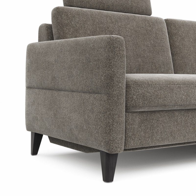 Ecksofa Arima N - 2,5-Sitzer mit Longchair rechts inkl. Relaxfunktion und Kopfstütze motorisch, Stoff, Mocca