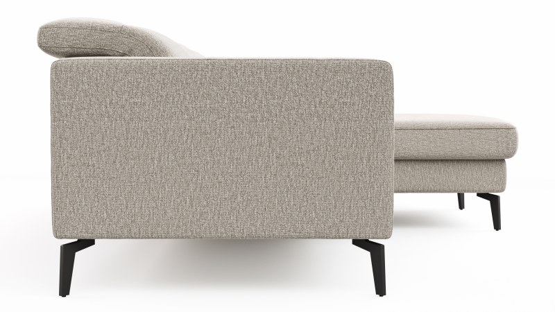 Ecksofa Rafaela 2.0 - 2,5-Sitzer mit Longchair rechts inkl. Kopfteilverstellung, Stoff, Champagner