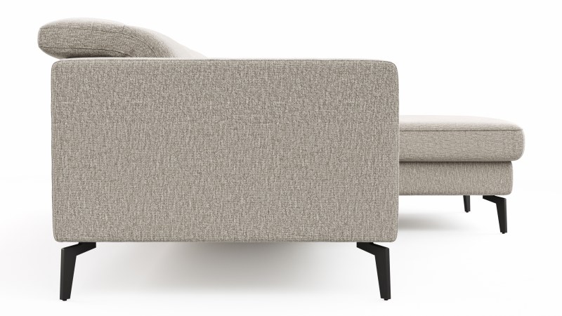Ecksofa Rafaela 2.0 - 2,5-Sitzer mit Longchair rechts inkl. Sitzvorzug, Kopteilverstellung motorisch und Relaxfunktion motorisch im Longchair, Stoff, Champagner