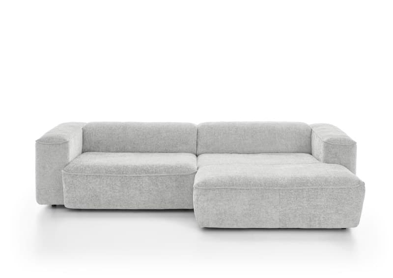 Ecksofa - 2-Sitzer mit Longchair rechts, Stoff, Weiß