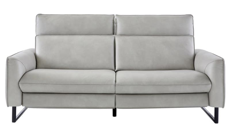 Sofa Avela - 3-Sitzer inkl. Relaxfunktion und Kopfteil verstellbar motorisch, Leder, Steingrau