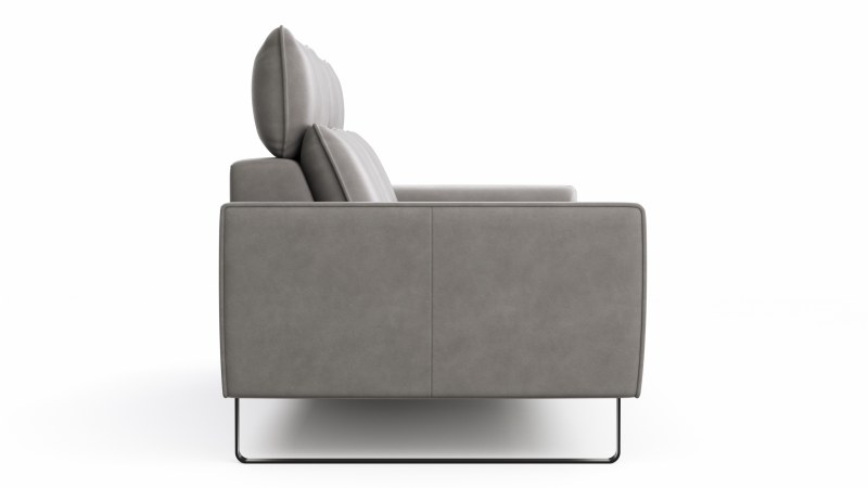 Sofa Avela - 3-Sitzer inkl. Kopfteil verstellbar, Leder, Steingrau