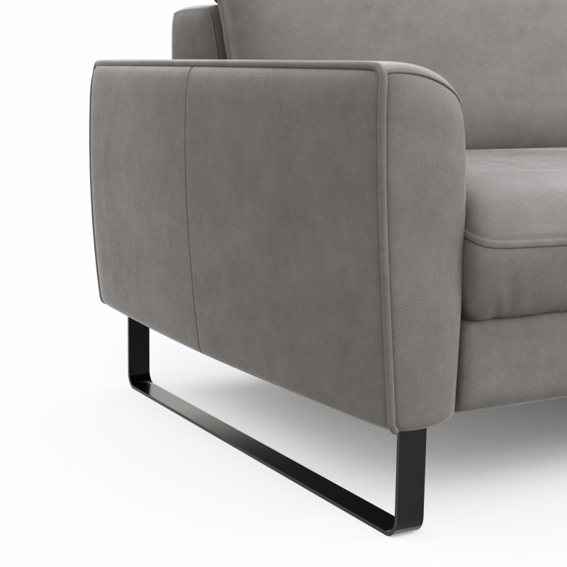 Sofa Avela - 3-Sitzer inkl. Kopfteil verstellbar, Leder, Steingrau