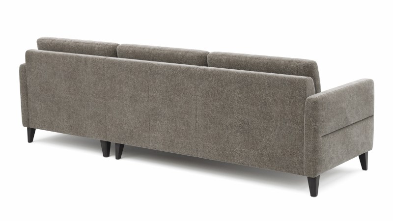 Ecksofa Arima N - 2,5-Sitzer mit Longchair rechts inkl. Kopfteil verstellbar, Stoff, Mocca