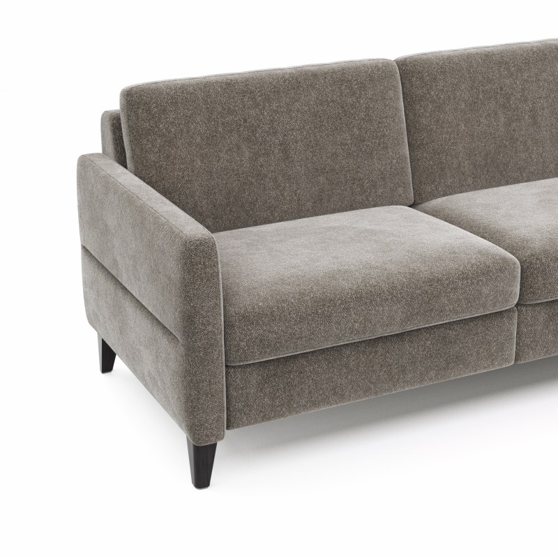 Ecksofa Arima N - 2,5-Sitzer mit Longchair rechts inkl. Kopfteil verstellbar, Stoff, Mocca