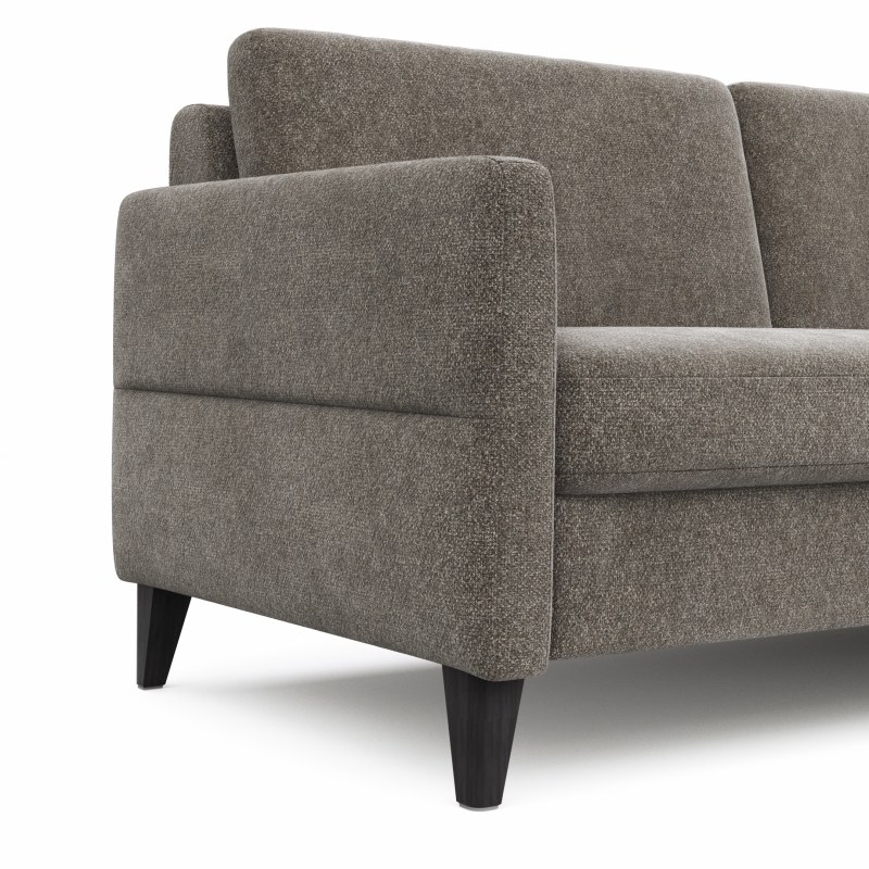 Ecksofa Arima N - 2,5-Sitzer mit Longchair rechts inkl. Kopfteil verstellbar, Stoff, Mocca