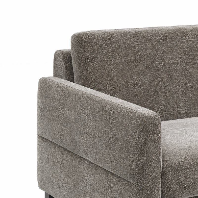 Ecksofa Arima N - 2,5-Sitzer mit Longchair rechts inkl. Kopfteil verstellbar, Stoff, Mocca