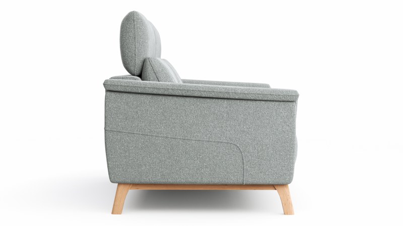 Sofa Nevin - 2,5-Sitzer inkl. Kopfpolsterverstellung, Stoff, Silbergrau