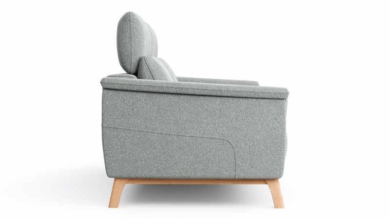 Sofa Nevin - 3-Sitzer inkl. Kopfpolsterverstellung, Stoff, Silbergrau