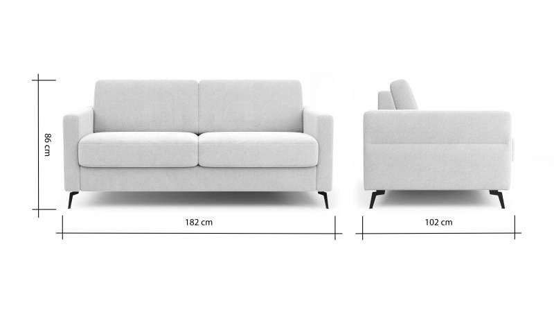 Schlafsofa Laredo - 2,5-Sitzer inkl. Schlaffunktion und Armlehne klappbar, Stoff, Offwhite