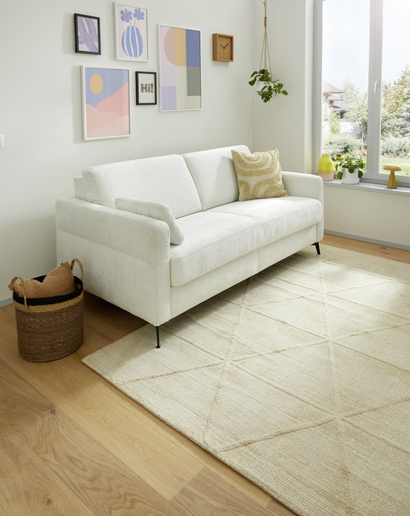 Schlafsofa Laredo - 2,5-Sitzer inkl. Schlaffunktion, Stoff, Offwhite