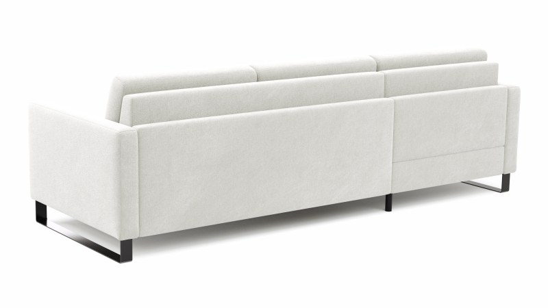 Schlafsofa Laredo - Longchair mit 2-Sitzer rechts inkl. Schlaffunktion mit Bettkasten, Stoff, Graubeige