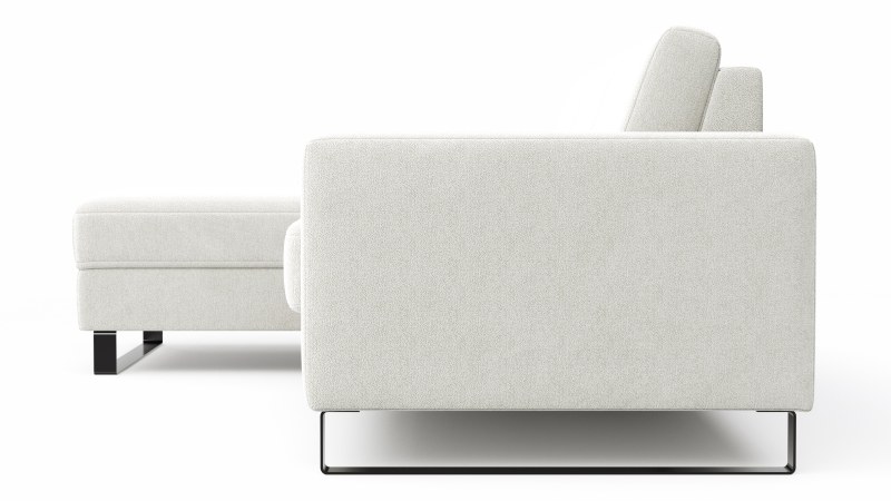 Schlafsofa Laredo - Longchair mit 2-Sitzer rechts inkl. Schlaffunktion mit Bettkasten, Stoff, Graubeige