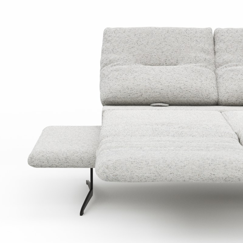 Sofa Lucero 2.0 - 2-Sitzer inkl. Drehsitz, Rollout-Armlehne und Sitztiefe verstellbar, Stoff, Offwhite