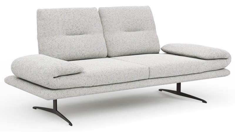 Sofa Lucero 2.0 - 2-Sitzer inkl. Drehsitz, Rollout-Armlehne und Sitztiefe verstellbar, Stoff, Offwhite