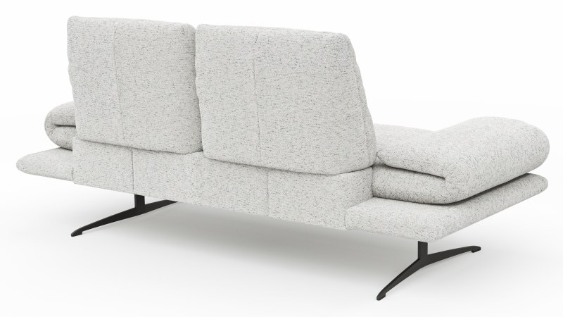 Sofa Lucero 2.0 - 2-Sitzer inkl. Drehsitz, Rollout-Armlehne und Sitztiefe verstellbar, Stoff, Offwhite