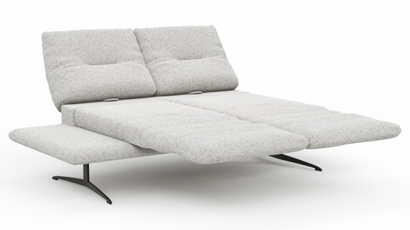 Sofa Lucero 2.0 - 2-Sitzer inkl. Drehsitz, Rollout-Armlehne und Sitztiefe verstellbar, Stoff, Offwhite