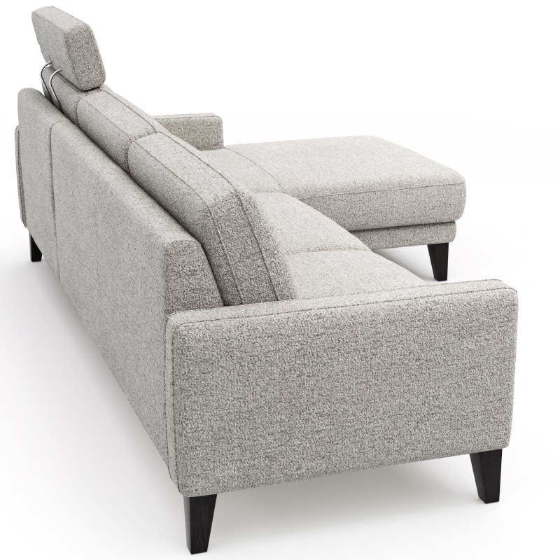 Ecksofa Matero - 2,5-Sitzer mit Longchair rechts inkl. Relaxfunktion motorisch, Stoff, Hellgrau