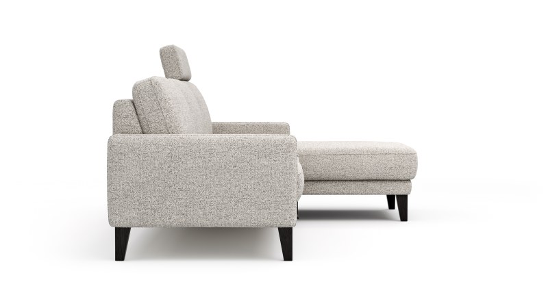 Ecksofa Matero - 2,5-Sitzer mit Longchair rechts inkl. Relaxfunktion motorisch, Stoff, Hellgrau