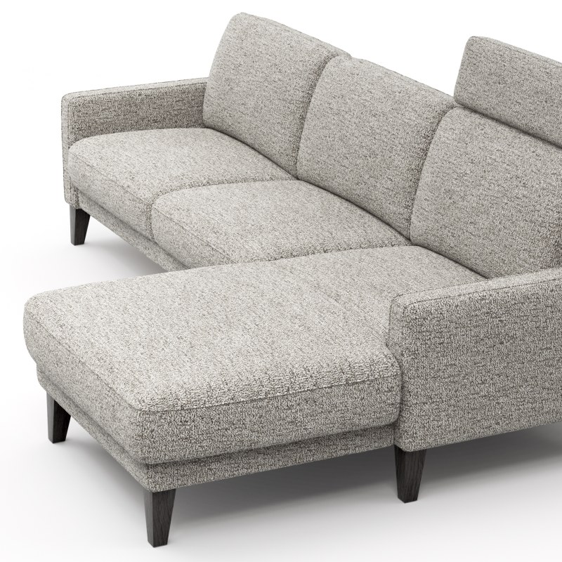 Ecksofa Matero - 2,5-Sitzer mit Longchair rechts inkl. Relaxfunktion motorisch, Stoff, Graubeige