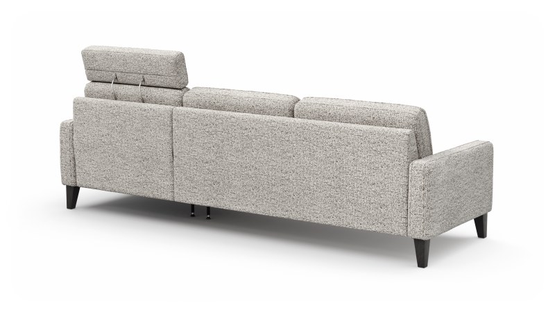 Ecksofa Matero - 2,5-Sitzer mit Longchair rechts inkl. Relaxfunktion motorisch, Stoff, Graubeige