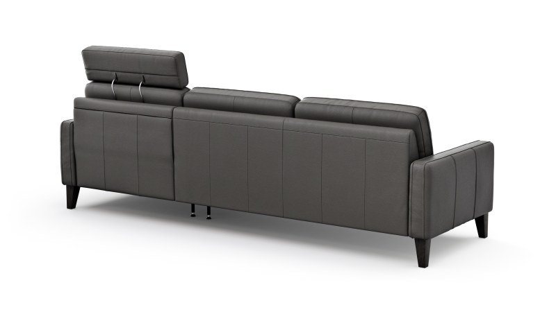 Ecksofa Matero - 2,5-Sitzer mit Longchair rechts inkl. Relaxfunktion motorisch, Leder, Anthrazit