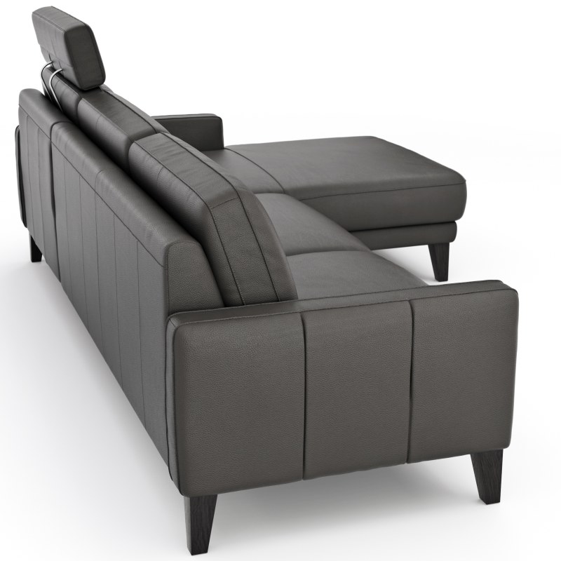 Ecksofa Matero - 2,5-Sitzer mit Longchair rechts inkl. Relaxfunktion motorisch, Leder, Anthrazit