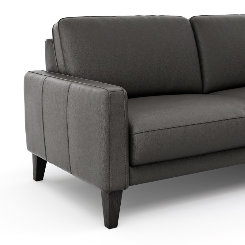 Ecksofa Matero - 2,5-Sitzer mit Longchair rechts inkl. Relaxfunktion motorisch, Leder, Anthrazit