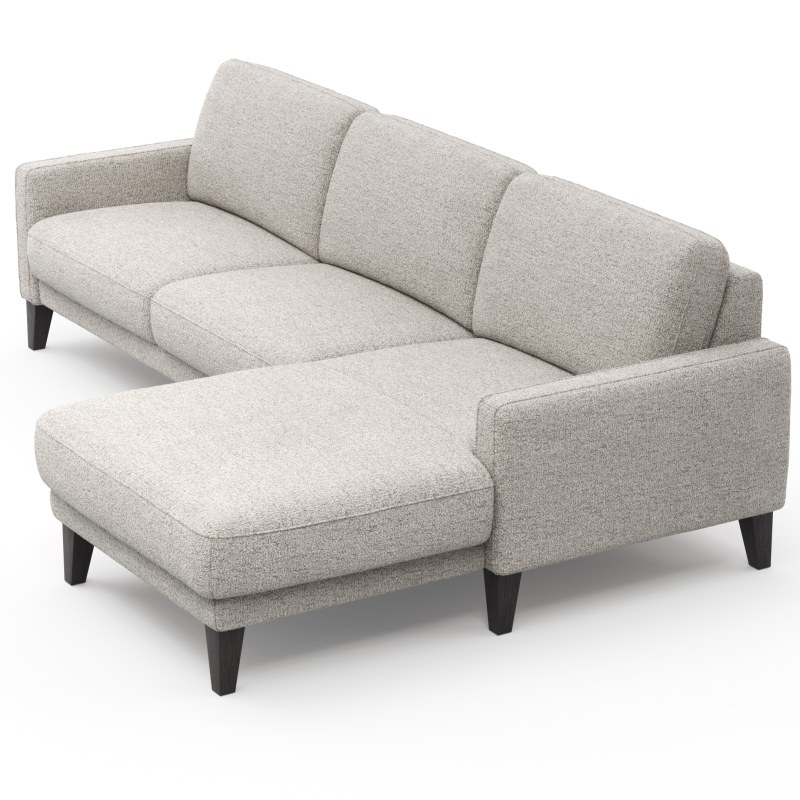 Ecksofa Matero - 2,5-Sitzer mit Longchair rechts, Stoff, Hellgrau