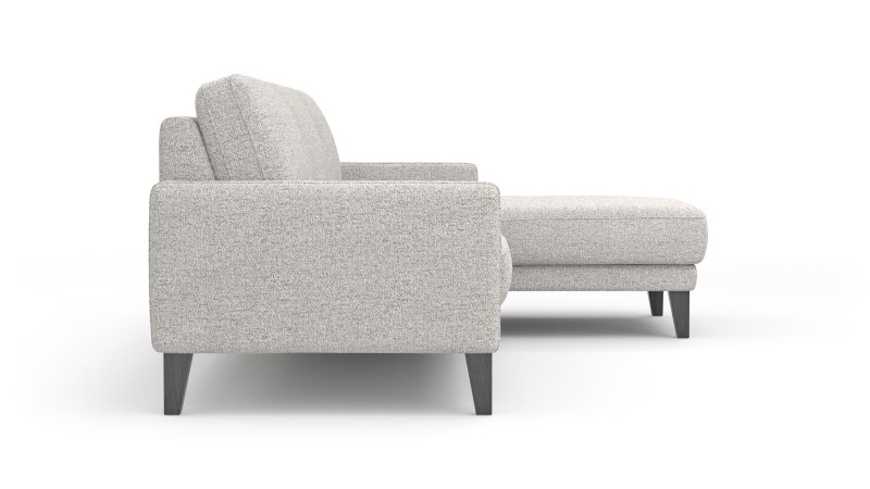 Ecksofa Matero - 2,5-Sitzer mit Longchair rechts, Stoff, Hellgrau