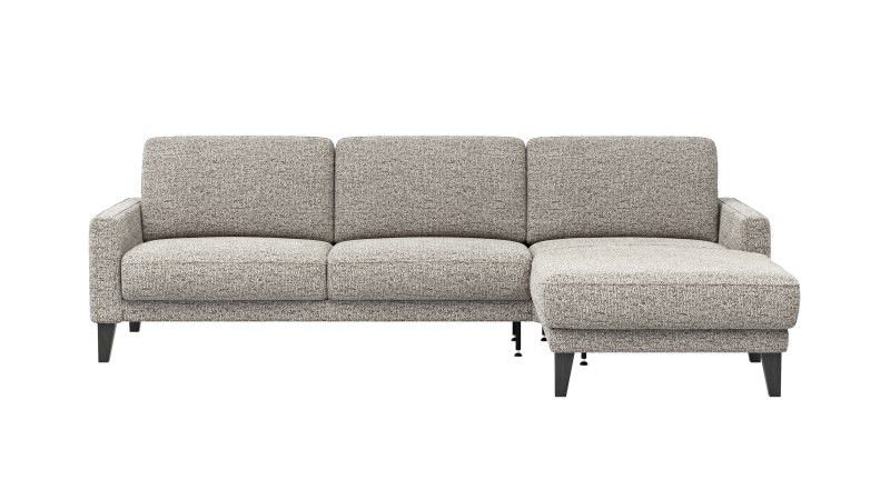 Ecksofa Matero - 2,5-Sitzer mit Longchair rechts, Stoff, Graubeige