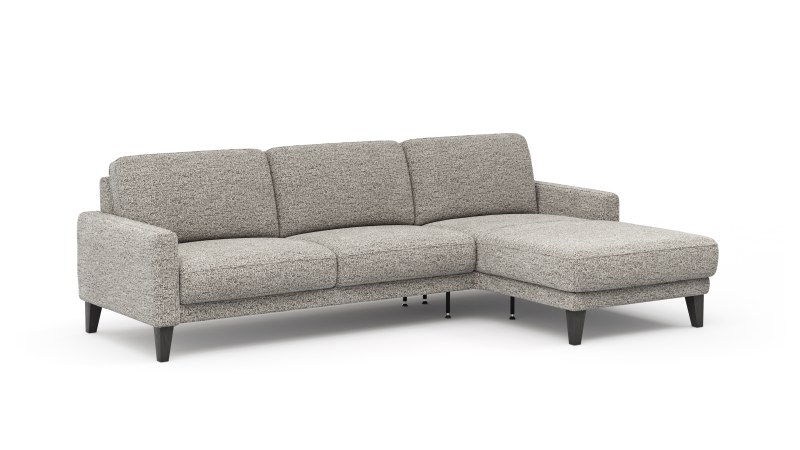 Ecksofa Matero - 2,5-Sitzer mit Longchair rechts, Stoff, Graubeige