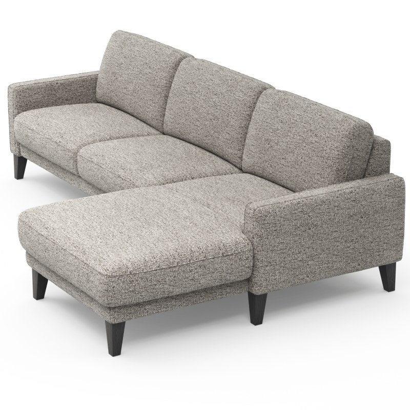 Ecksofa Matero - 2,5-Sitzer mit Longchair rechts, Stoff, Graubeige