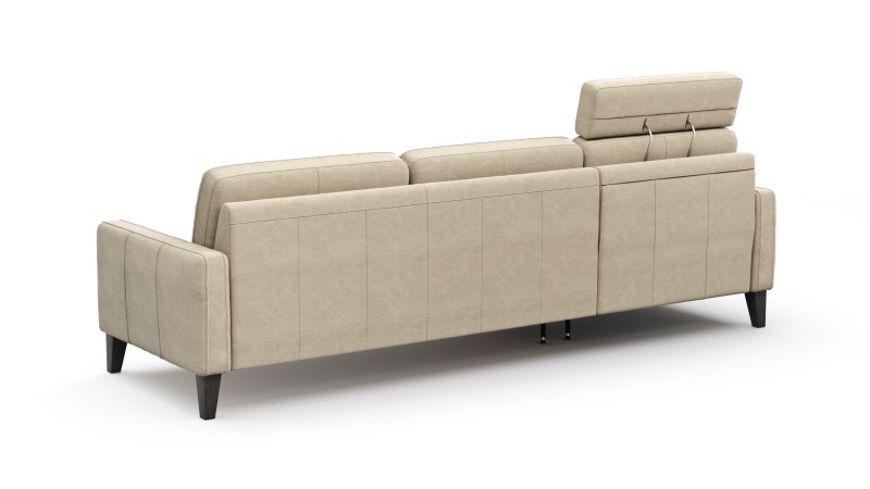 Ecksofa Matero - Longchair mit 2,5-Sitzer rechts inkl. Relaxfunktion motorisch, Leder, Taupe