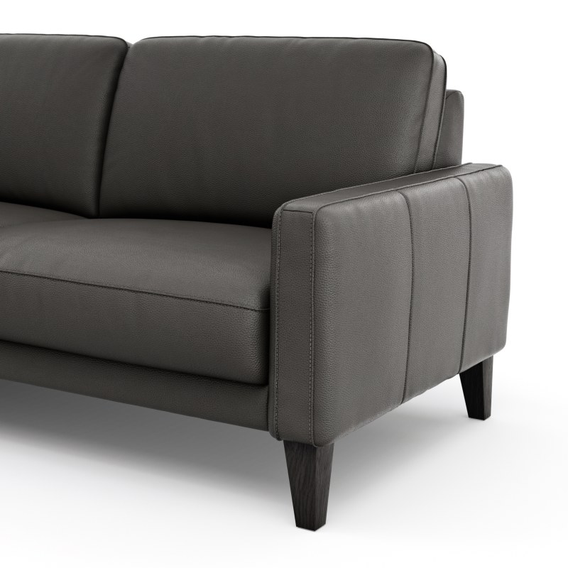 Ecksofa Matero - Longchair mit 2,5-Sitzer rechts inkl. Relaxfunktion motorisch, Leder, Anthrazit
