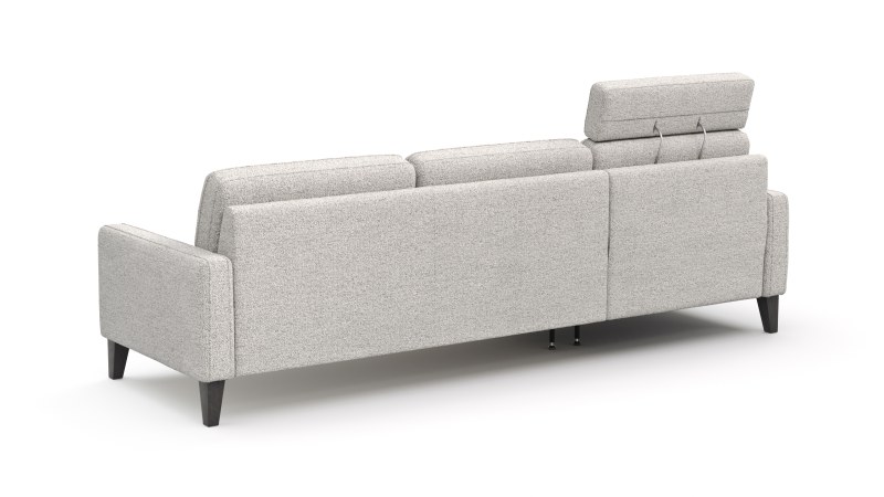 Ecksofa Matero - Longchair mit 2,5-Sitzer rechts inkl. Relaxfunktion motorisch, Stoff, Hellgrau