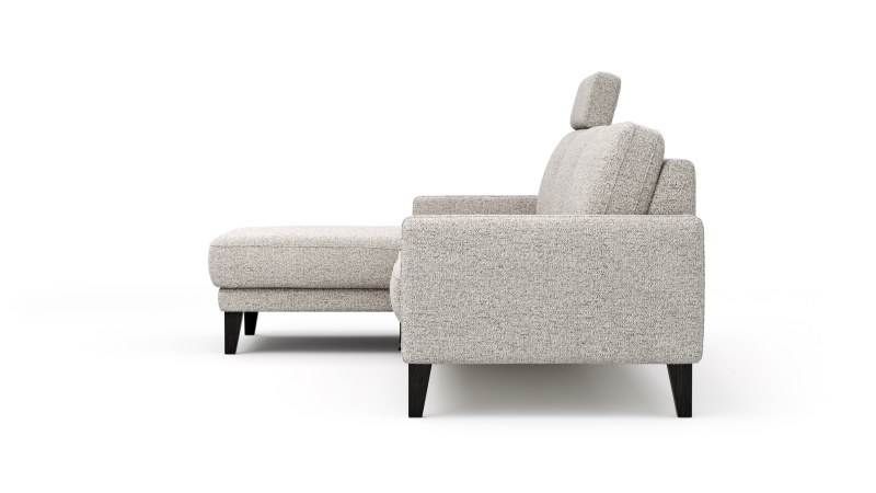 Ecksofa Matero - Longchair mit 2,5-Sitzer rechts inkl. Relaxfunktion motorisch, Stoff, Hellgrau