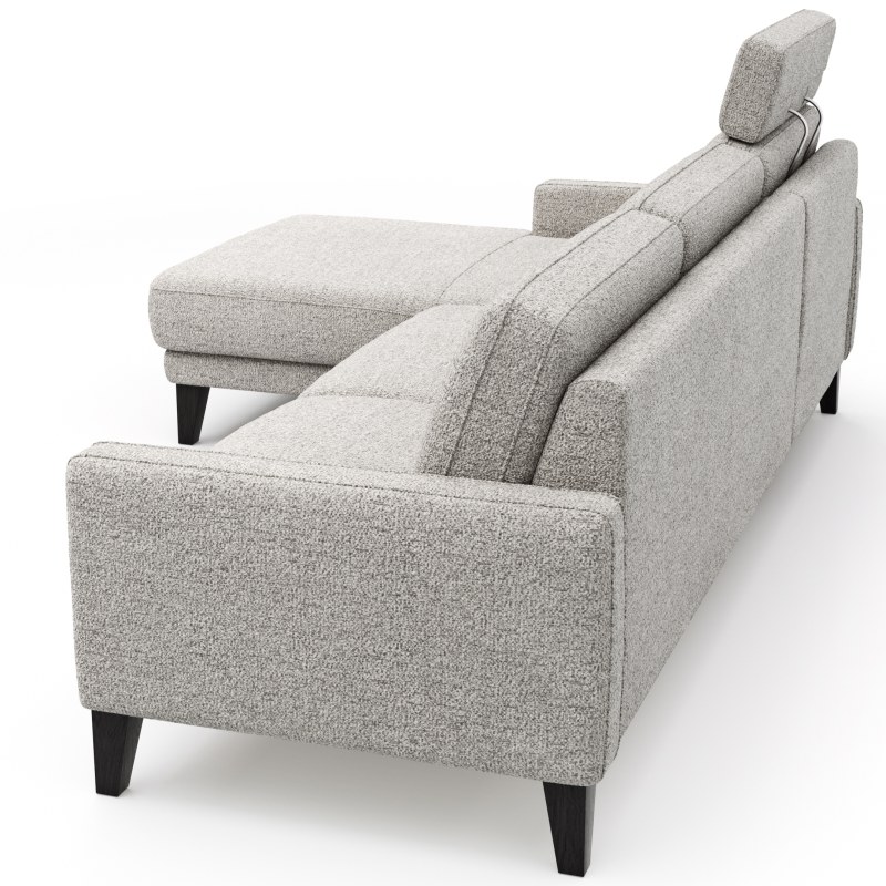 Ecksofa Matero - Longchair mit 2,5-Sitzer rechts inkl. Relaxfunktion motorisch, Stoff, Hellgrau
