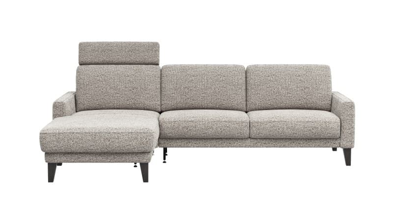 Ecksofa Matero - Longchair + 2,5-Sitzer rechts inkl. Relaxfunktion motorisch, Stoff, Graubeige