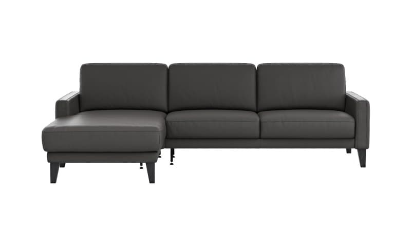 Ecksofa Matero - Longchair mit 2,5-Sitzer rechts, Leder, Anthrazit