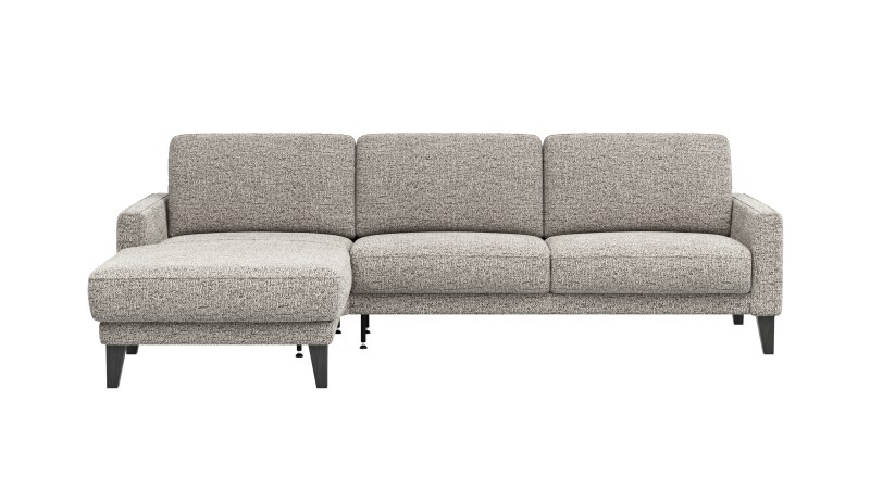 Ecksofa Matero - Longchair mit 2,5-Sitzer rechts, Stoff, Graubeige