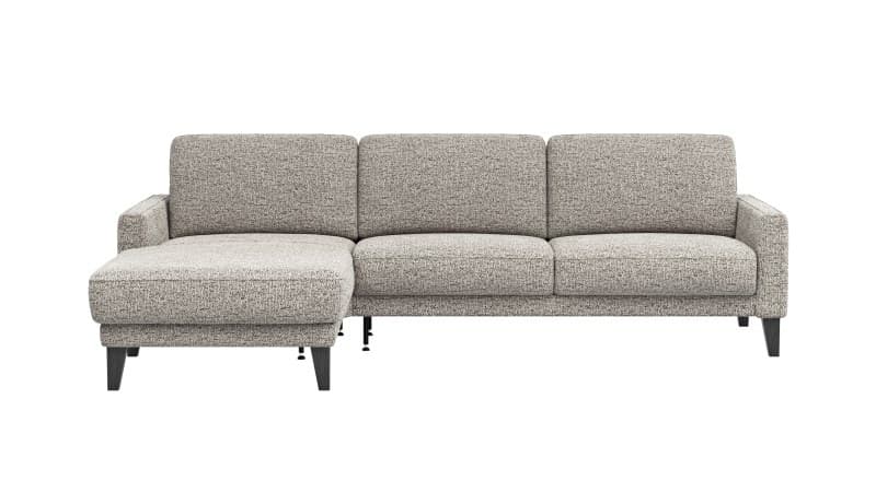 Ecksofa Matero - Longchair mit 2,5-Sitzer rechts, Stoff, Graubeige