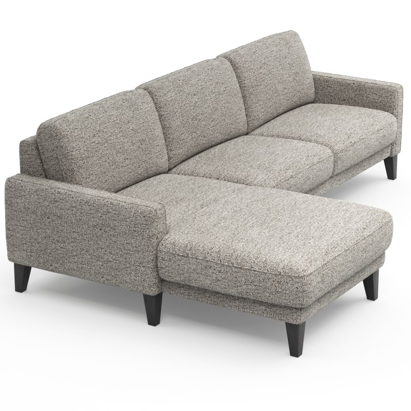 Ecksofa Matero - Longchair mit 2,5-Sitzer rechts, Stoff, Graubeige
