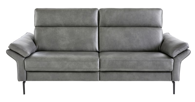 Sofa Atella - 3-Sitzer, inklusive Kopfteilverstellung, Leder, Anthrazit