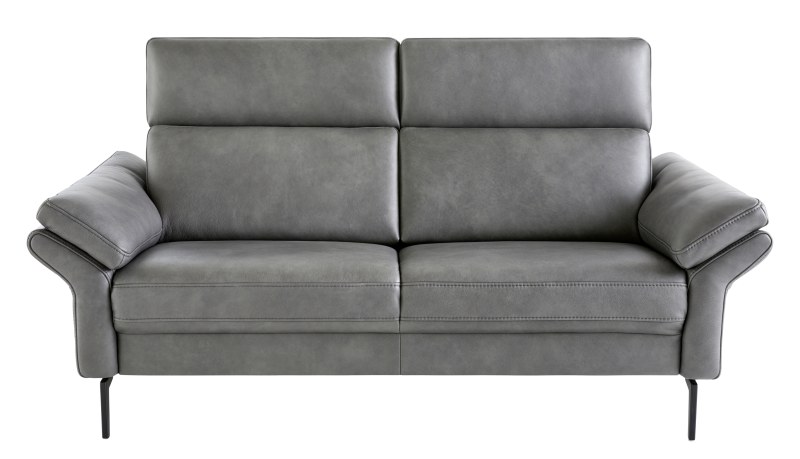 Sofa Atella - 2,5-Sitzer, inklusive Kopfteilverstellung, Leder, Anthrazit