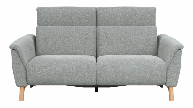 Sofa Nevin - 2,5-Sitzer inkl. Sitzvorzug (motorisch) und Kopfpolsterverstellung, Stoff, Silbergrau
