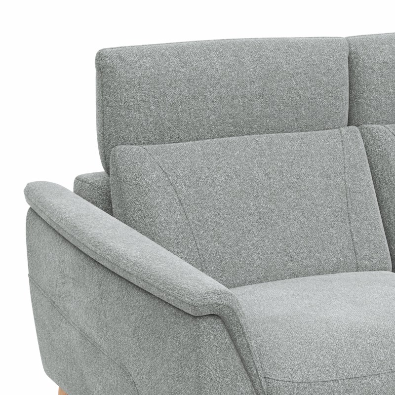 Sofa Nevin - 2,5-Sitzer inkl. Sitzvorzug (motorisch) und Kopfpolsterverstellung, Stoff, Silbergrau
