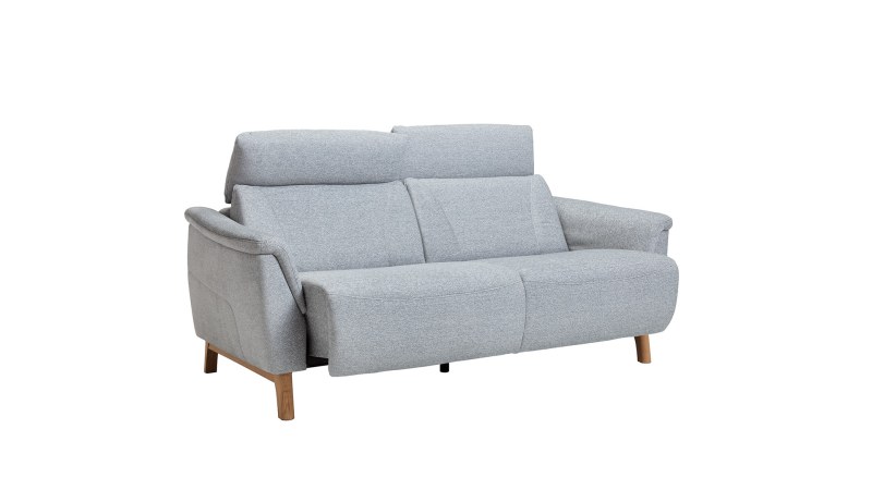 Sofa Nevin - 2,5-Sitzer inkl. Sitzvorzug (motorisch) und Kopfpolsterverstellung, Stoff, Silbergrau